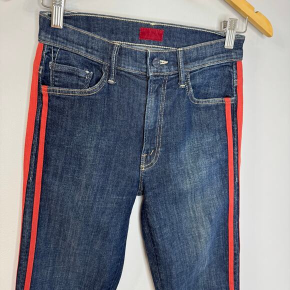 MOTHER Insider Crop Step Fray Jeans Speed Racer Stretch Blue Women's Sz 26 - Picture 9 of 15
